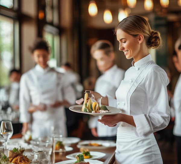 服务员上菜礼仪，文明服务与和谐团队——品质酒店餐饮服务